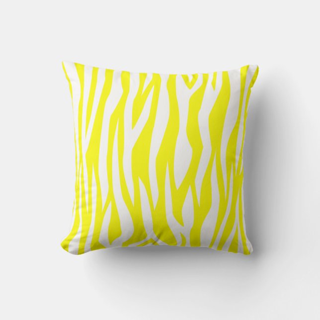Almofada Impressão de Zebra Amarelo-Limão (Frente)
