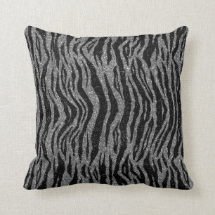 Almofada Impressão de Zebra Preto e Cinza Prata