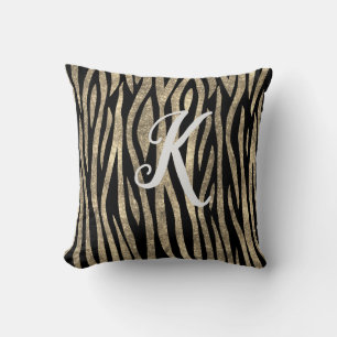 Almofada Impressão de Zebra preto e Dourado com brilho mon