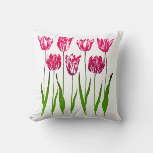 Almofada Impressão do Jardim Tulipino em Fuchsia Rosa e Ve