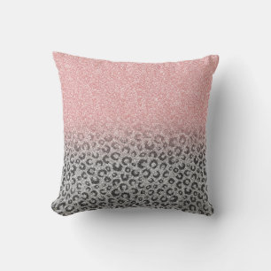 Almofada Impressão do Leopard Glitter e Rosa Dourado Elega