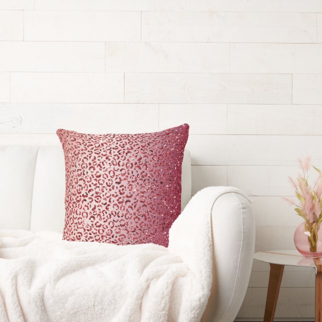 Almofada Impressão do Leopardo-da-Flor Vermelho Cor-de-rosa (Sofá)