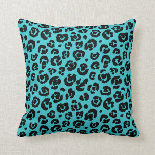 Almofada Impressão do leopardo do preto azul de turquesa