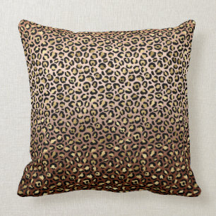 Almofada Impressão do Leopardo Preto Dourado de Bronze