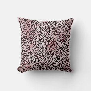 Almofada Impressão do Leopardo Preto Rosa Menor