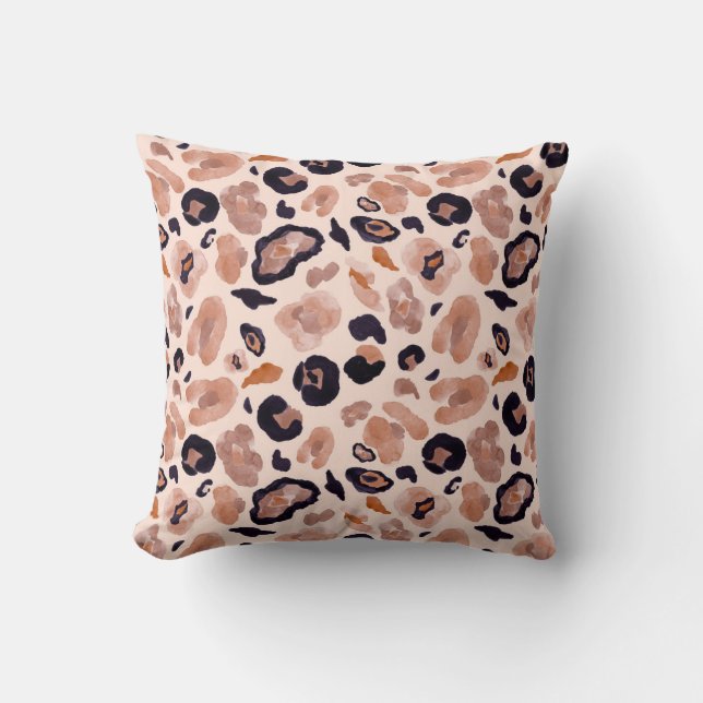 Almofada Impressão do leopardo, sem problemas, fundo bege. (Frente)
