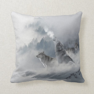 Almofada Impressão do lobo da neve