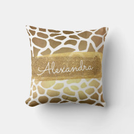 Almofada Impressão Dourada e branca com brilho Dourado