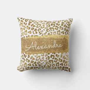 Almofada Impressão Dourada e branca com brilho Dourado