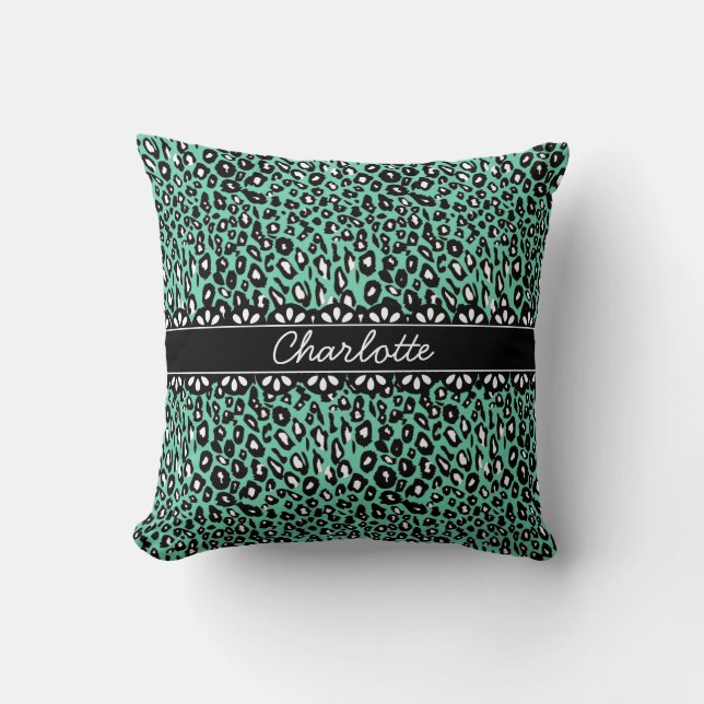 Almofada Impressão e renda do Leopard de Casa Fashiável (Frente)