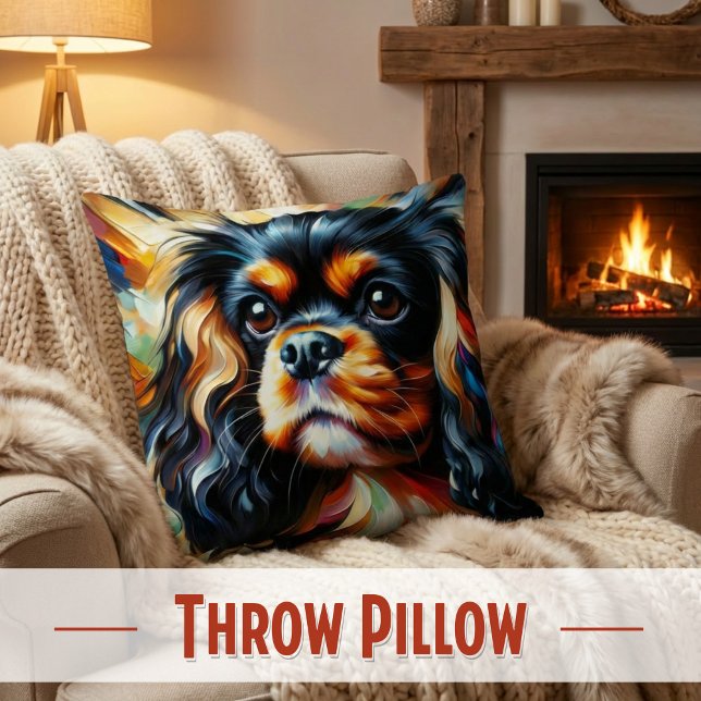 Almofada Impressão em Acrílico do Cão Cavalier King Charles (Chic Black & Tan Cavalier Spaniel accent pillow. Style meets puppy love! )