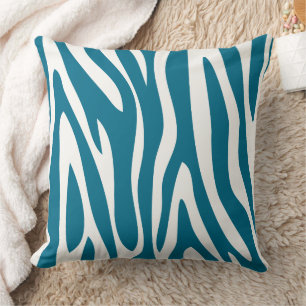 Almofada Impressão em animais de zebra branca azul e esbran