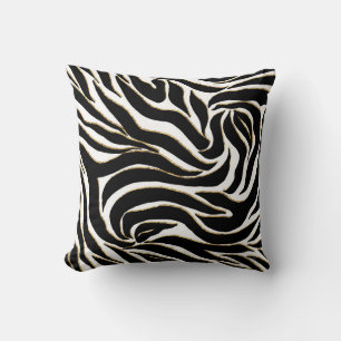 Almofada Impressão em branco de zebra Dourada e Elegante