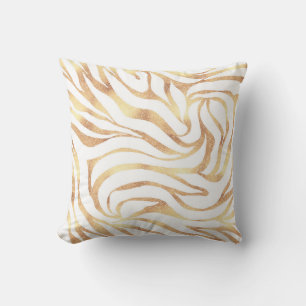 Almofada Impressão em branco Elegante Dourada de Zebra