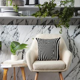 Almofada Impressão Faux Zebra Preta e Branca e Curva