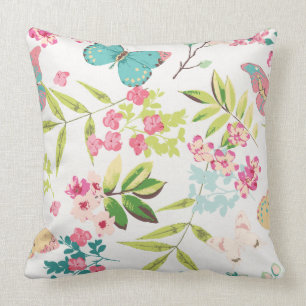 Almofada Impressão feminino floral da flor da borboleta tr