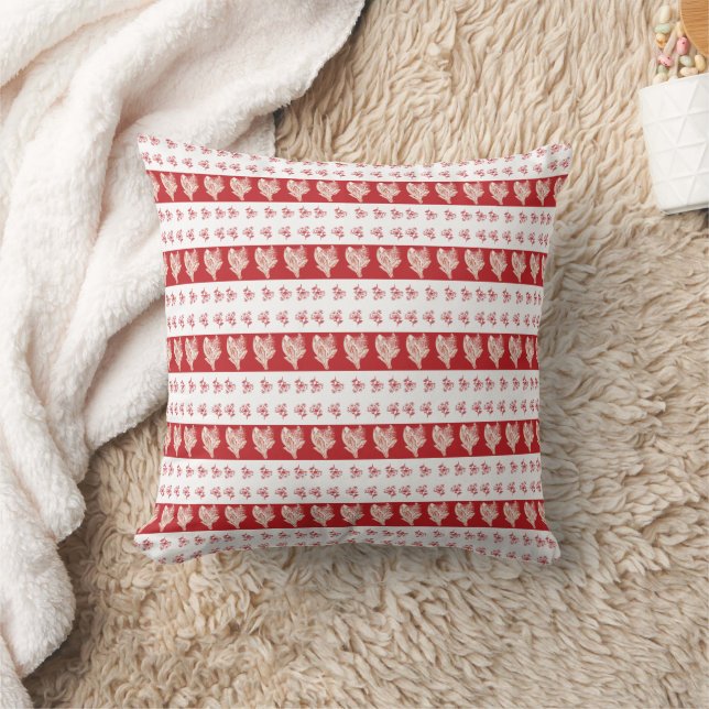 Almofada Impressão Floral Branco e Vermelho (Cobertor)