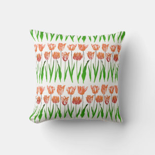 Almofada Impressão floral do jardim da tulipa, alaranjado 