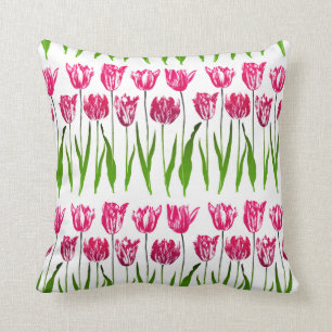 Almofada Impressão floral do jardim da tulipa, cor-de-rosa