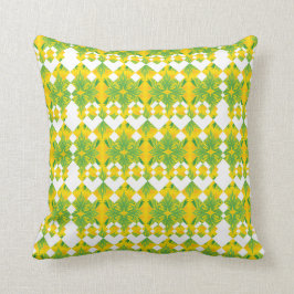 Almofada Impressão floral verde e amarelo do teste padrão