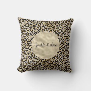 Almofada Impressão Leopard Dourada de Champanhe