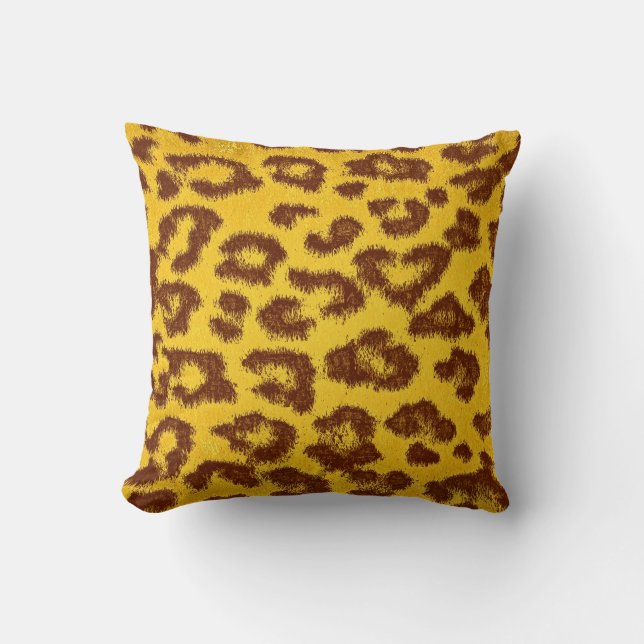 Almofada Impressão Leopardo Amarelo e Marrom (Frente)