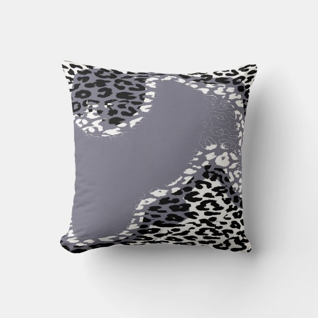 Almofada Impressão Leopardo da Cinza Retroativa e Design mo (Frente)