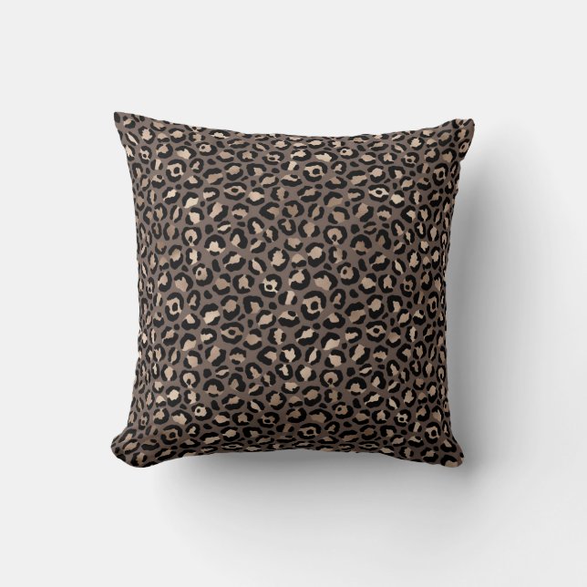 Almofada Impressão Leopardo de Bronze Castanho-Negro     (Frente)