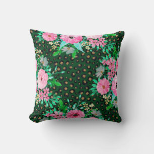 Almofada Impressão Leopardo Elegante e design verde-rosa
