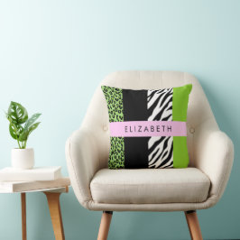 Almofada Impressão Leopardo, Impressão Zebra, Verde, Seu No