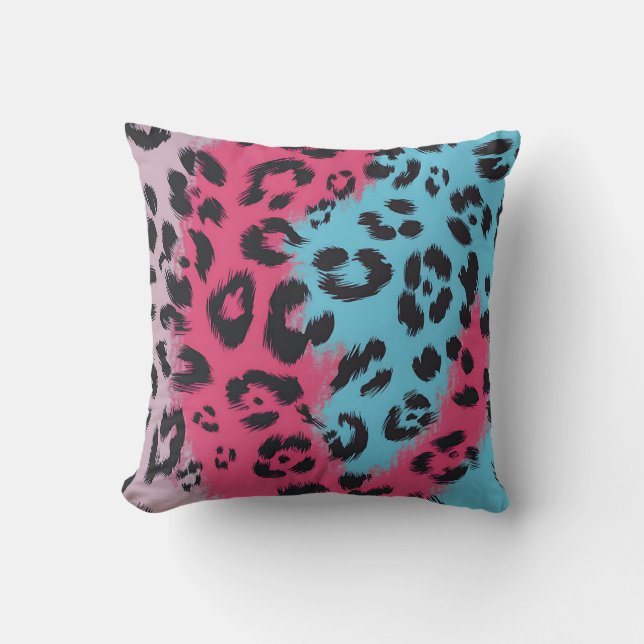 Almofada Impressão Leopardo Negrito em Design de Cores (Frente)