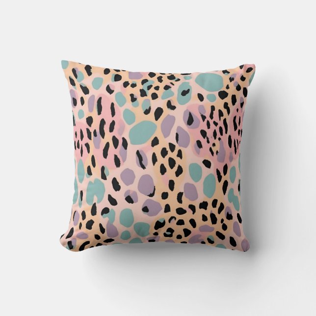 Almofada Impressão Leopardo Pastel travesseiro decorativo (Frente)