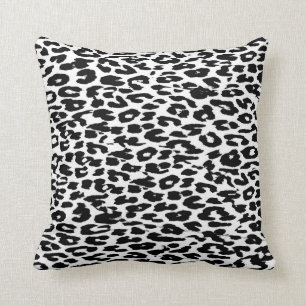 Almofada Impressão Leopardo Pele Preta e Branca