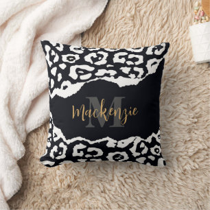Almofada Impressão Leopardo Preto e Branco