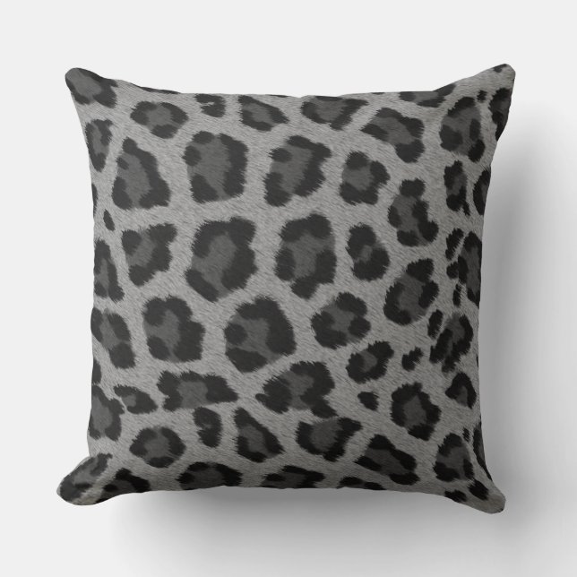 Almofada Impressão Leopardo Preto e Cinza (Frente)
