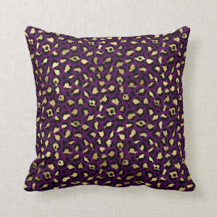 Almofada Impressão Leopardo Roxo e Dourada