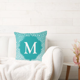 Almofada Impressão Leopardo Turquesa Monograma