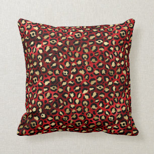 Almofada Impressão Leopardo Vermelho e Dourada
