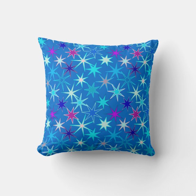 Almofada Impressão Moderna Starburst, Azul Cerúleo Profundo (Frente)
