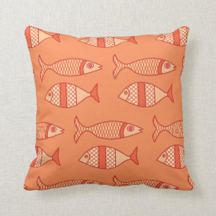 Almofada Impressão moderno retro dos peixes, laranja coral