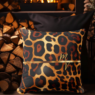 Almofada Impressão na moda Leopardo e Monograma Dourado