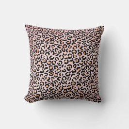 Almofada Impressão Pêssego Preto-Leopardo-Rosa