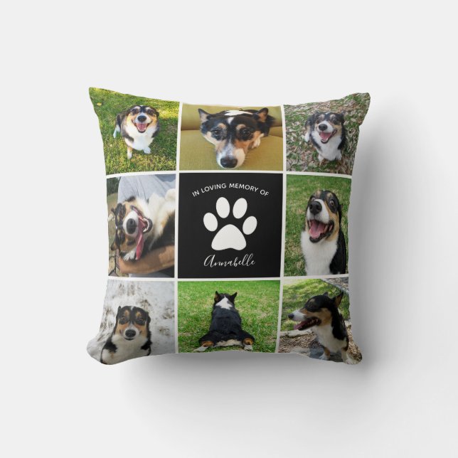 Almofada Impressão Pet Memorial Custom Dog Collage Paw (Frente)