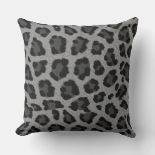 Almofada Impressão preto & cinzento do leopardo