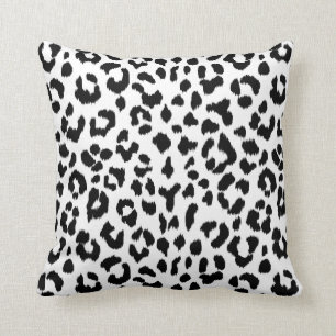 Almofada impressão preto e branco do leopardo com monogram