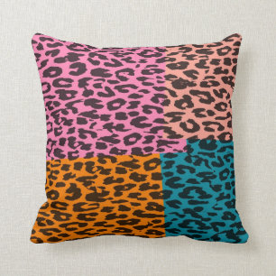 Almofada Impressão retro do leopardo (verde, rosa, roxo,