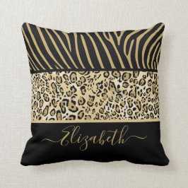 Almofada Impressão Safari Zebra Leopardo Decor com Nome