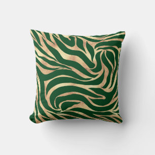 Almofada Impressão verde Elegante Dourada de Zebra