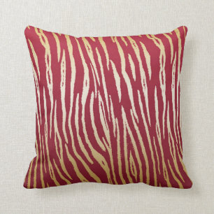 Almofada Impressão vermelho e Dourado luxuoso do tigre
