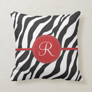 Almofada Impressão vermelho feminino da zebra do monograma